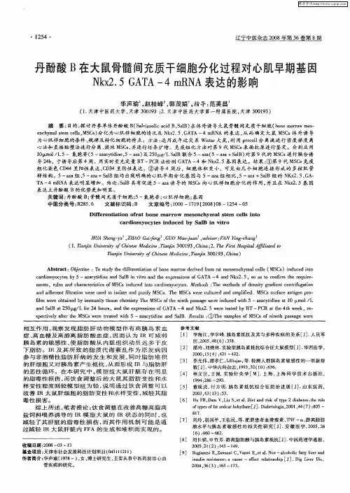 丹酚酸B在大鼠骨髓间充质干细胞分化过程对心肌早期基因Nkx2.5GATA-4 mRNA表达的影响