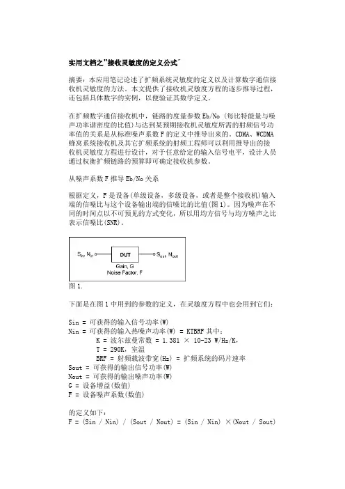实用文档之接收机灵敏度计算公式