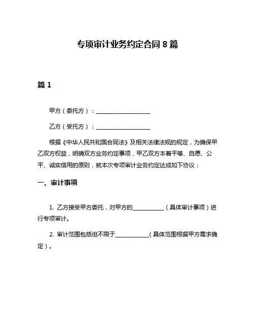 专项审计业务约定合同8篇