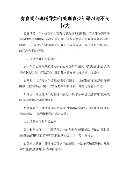 青春期心理辅导如何处理青少年恶习与不良行为