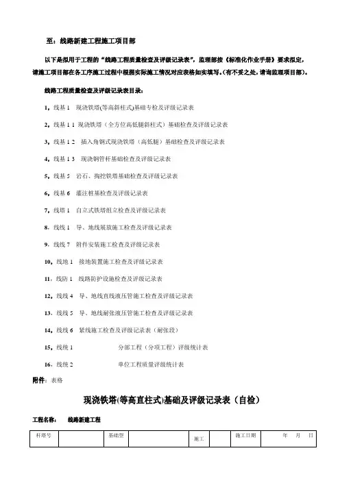 输电线路检查及评级记录表