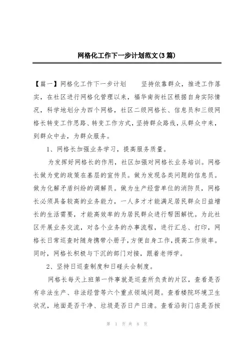 网格化工作下一步计划范文(3篇)