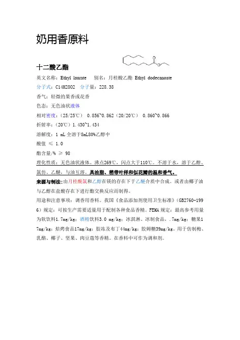 香原料资料