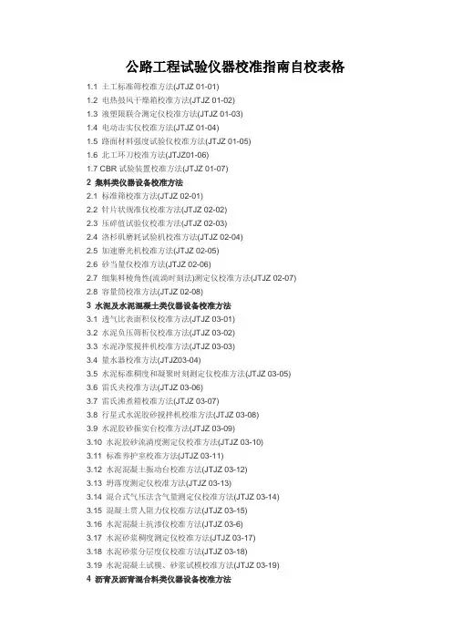 公路工程试验仪器校准指南自校表格