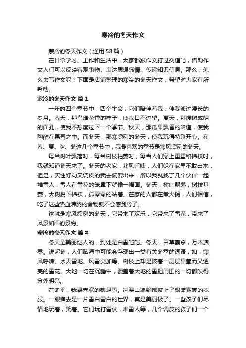 寒冷的冬天作文