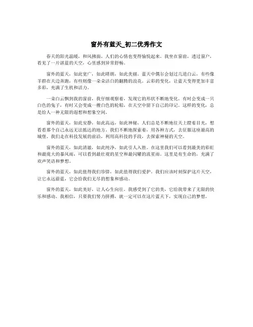 窗外有蓝天_初二优秀作文