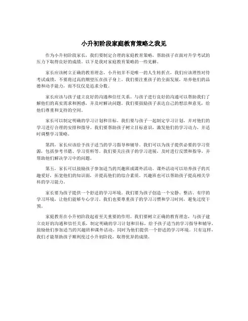 小升初阶段家庭教育策略之我见