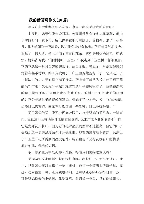 我的新发现作文(10篇)精选