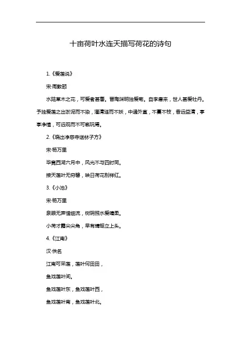 十亩荷叶水连天描写荷花的诗句