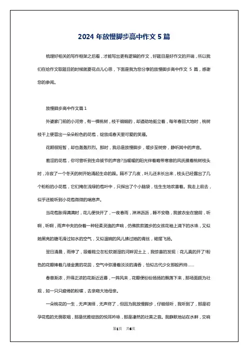 2024年放慢脚步高中作文5篇
