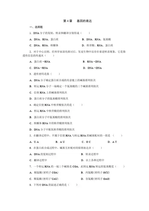 高中生物 必修二 基因的表达测试题及答案