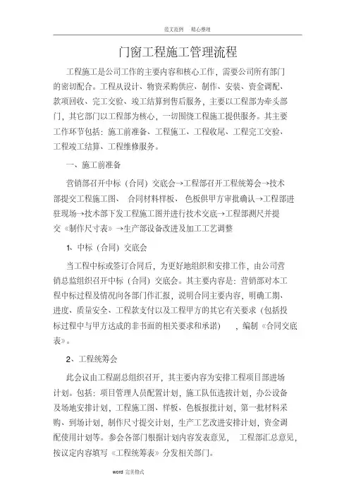 门窗工程施工管理流程图
