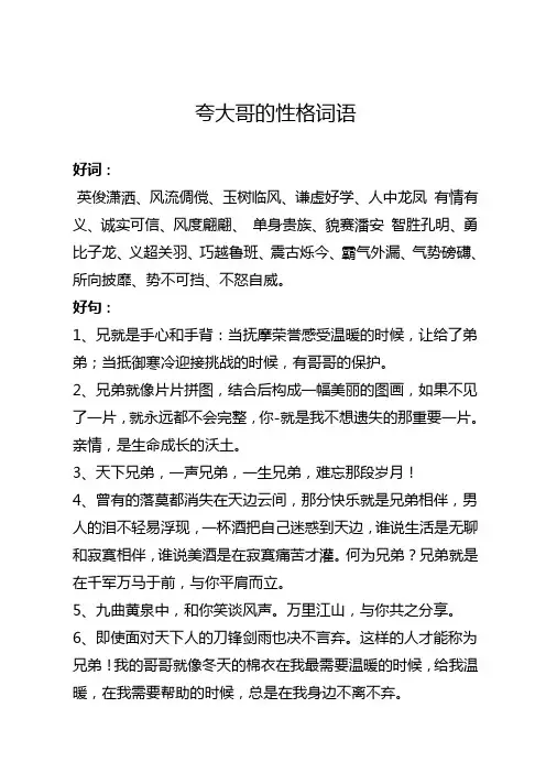 夸大哥的性格词语