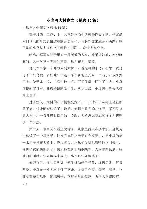 小鸟与大树作文(10篇)