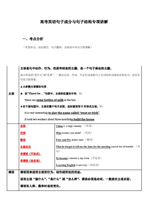 高考英语句子成分与句子结构专项讲解