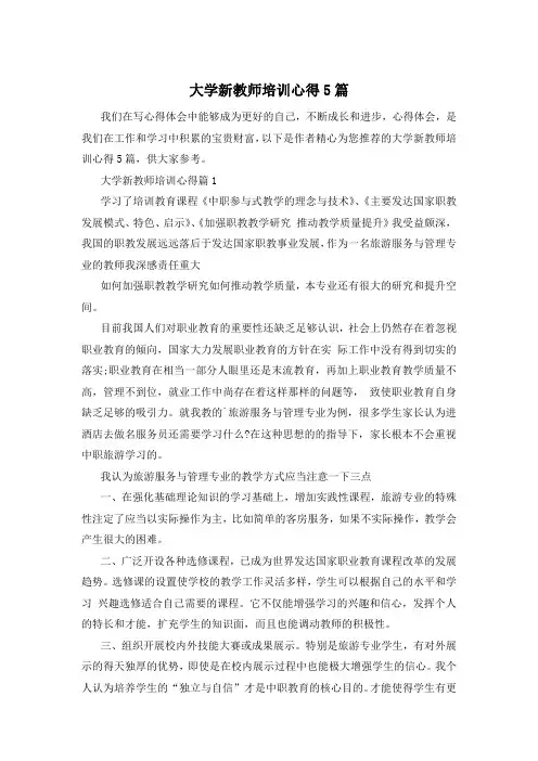 大学新教师培训心得5篇