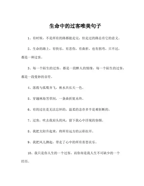 生命中的过客唯美句子