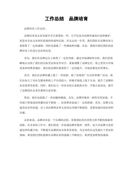 工作总结  品牌培育