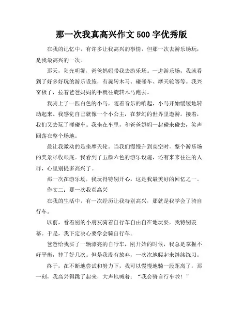 那一次我真高兴作文500字优秀版