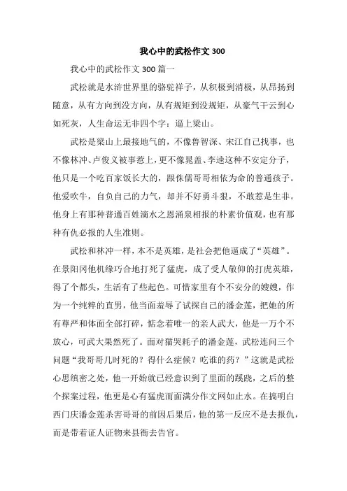 我心中的武松作文300