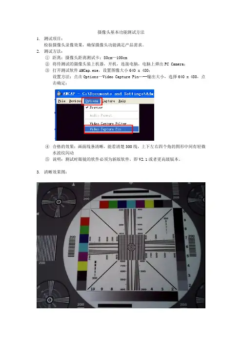 摄像头测试方法