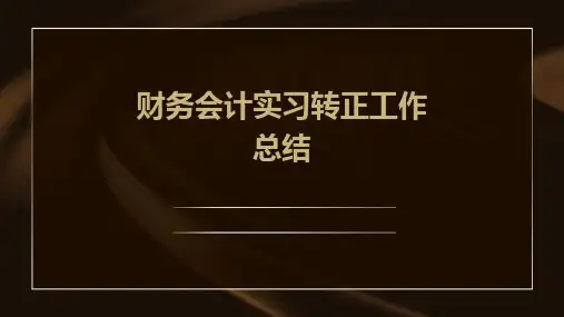 财务会计实习转正工作总结PPT