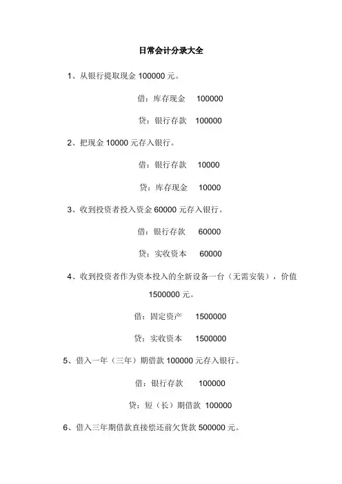 日常会计业务分录大全