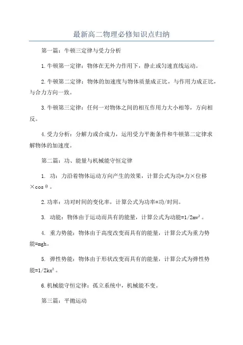 最新高二物理必修知识点归纳