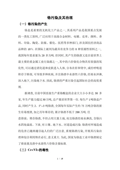 《铬污染及其治理》word版