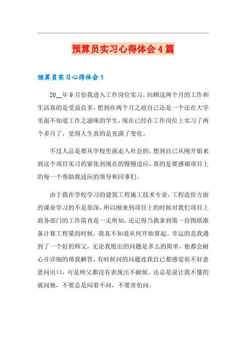 预算员实习心得体会4篇