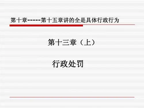 行政法与行政诉讼法 第十三章(上)行政处罚