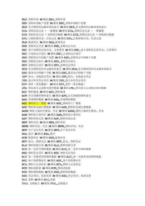 sap物资MM模块常用表