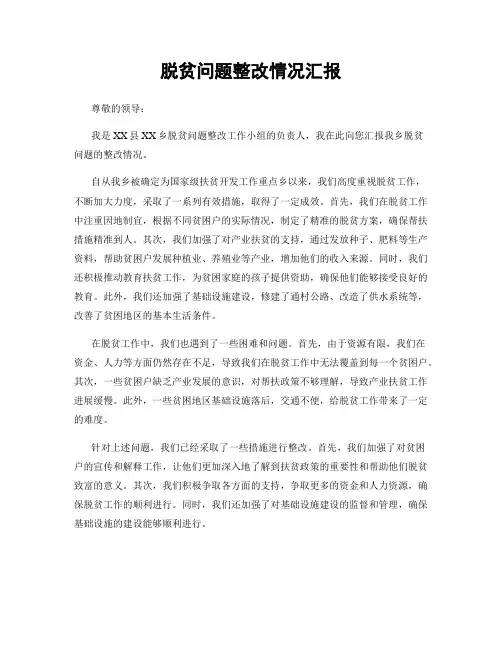 脱贫问题整改情况汇报
