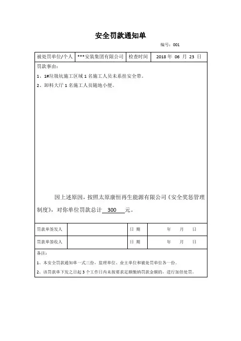 安全罚款通知单 (1)