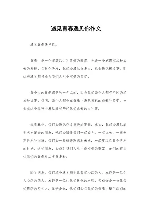 遇见青春遇见你作文