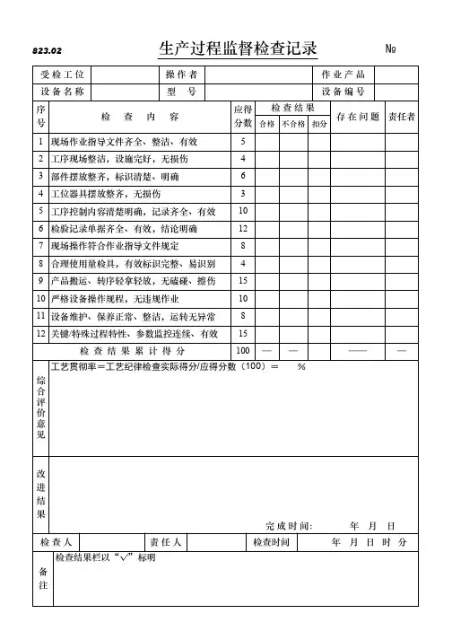 生产过程监督检查记录
