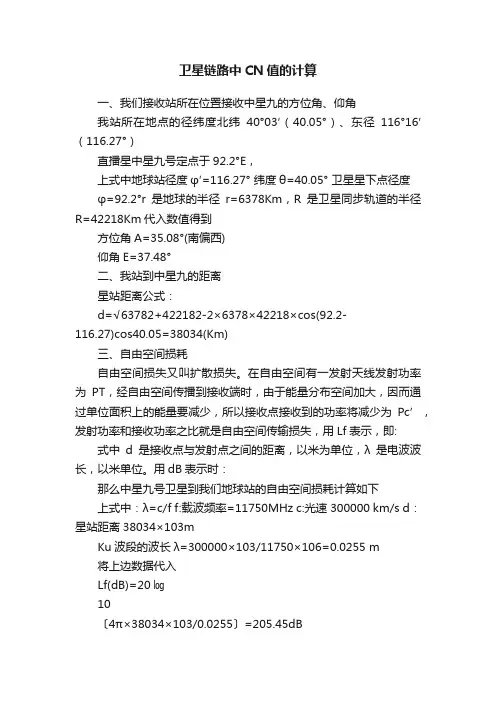 卫星链路中CN值的计算