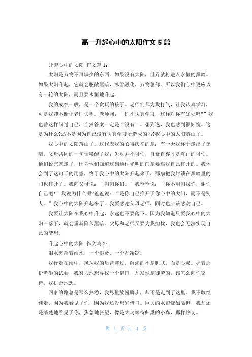 高一升起心中的太阳作文5篇