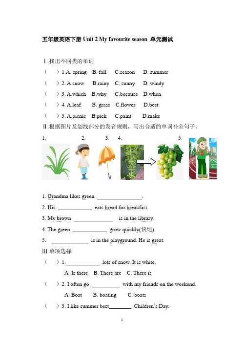 人教PEP版五年级英语下册Unit 2 My favourite season 单元测试(含答案)