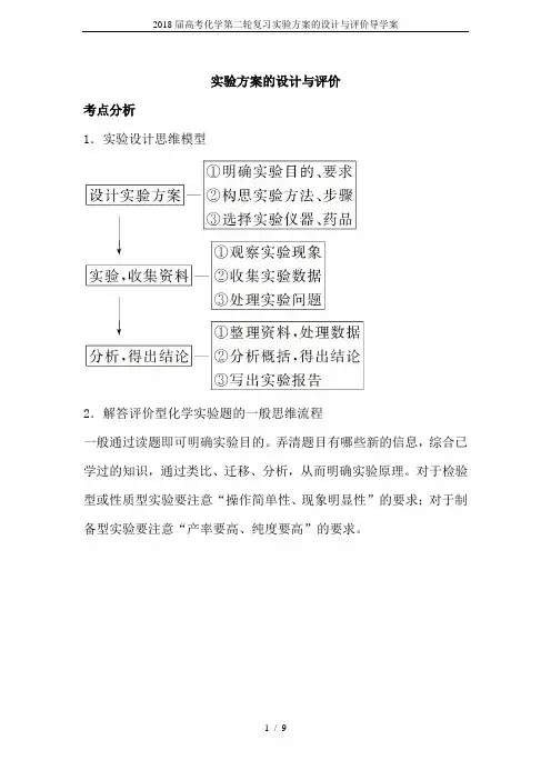 2018届高考化学第二轮复习实验方案的设计与评价导学案