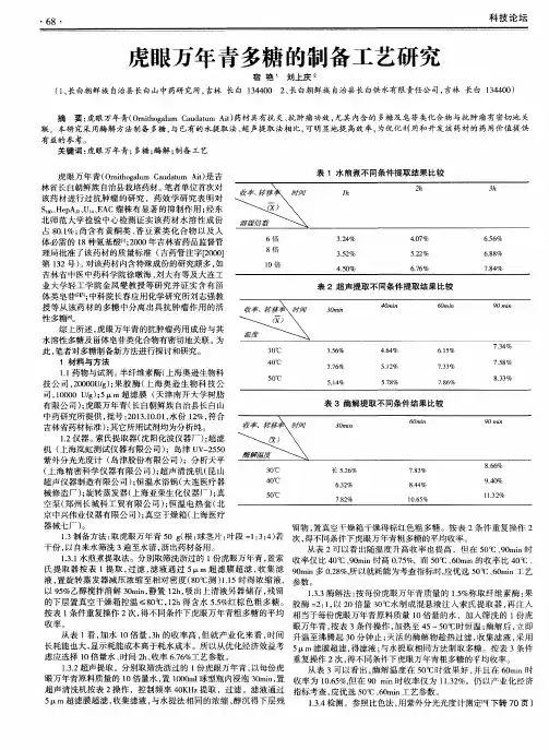 虎眼万年青多糖的制备工艺研究