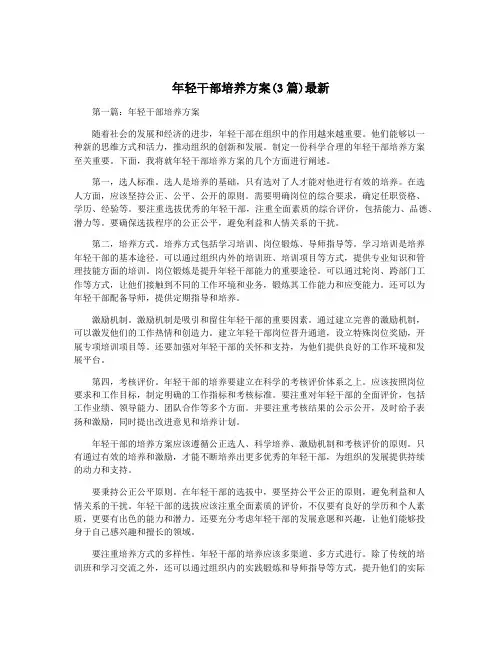 年轻干部培养方案(3篇)最新