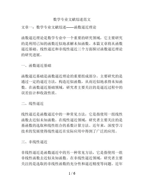 数学专业文献综述范文