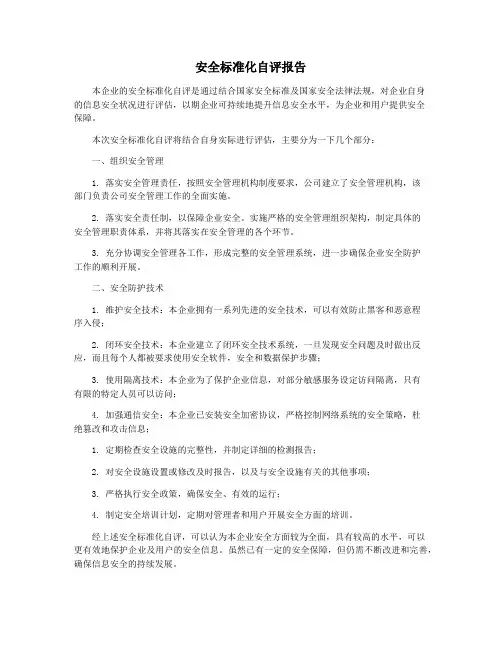 安全标准化自评报告
