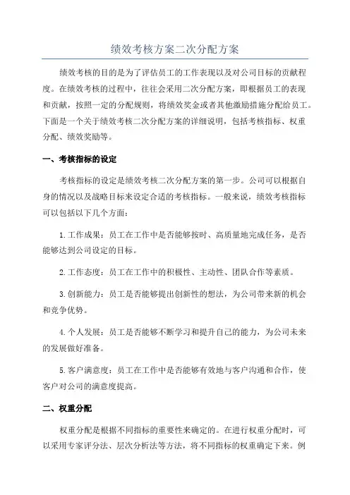 绩效考核方案二次分配方案