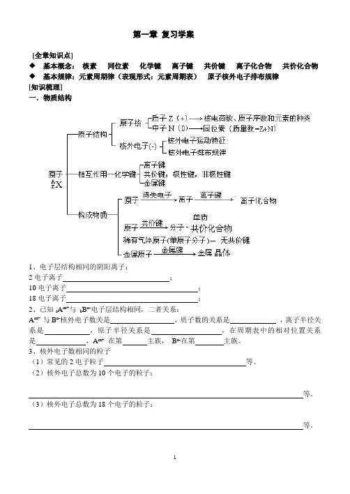 物质结构 元素周期律  全章复习学案