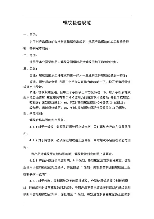 螺纹检验规范