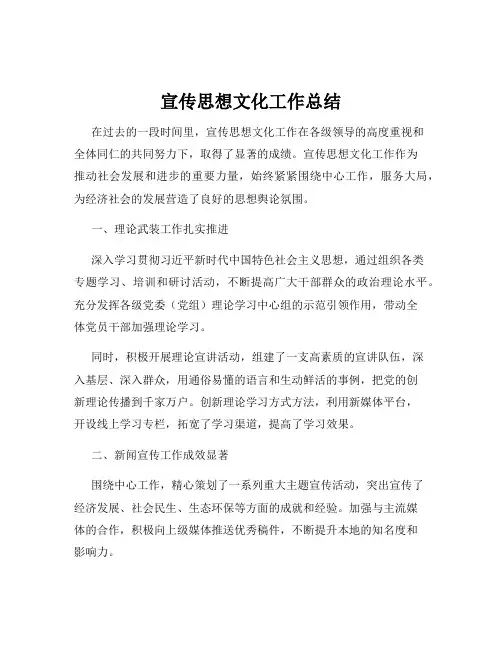 宣传思想文化工作总结