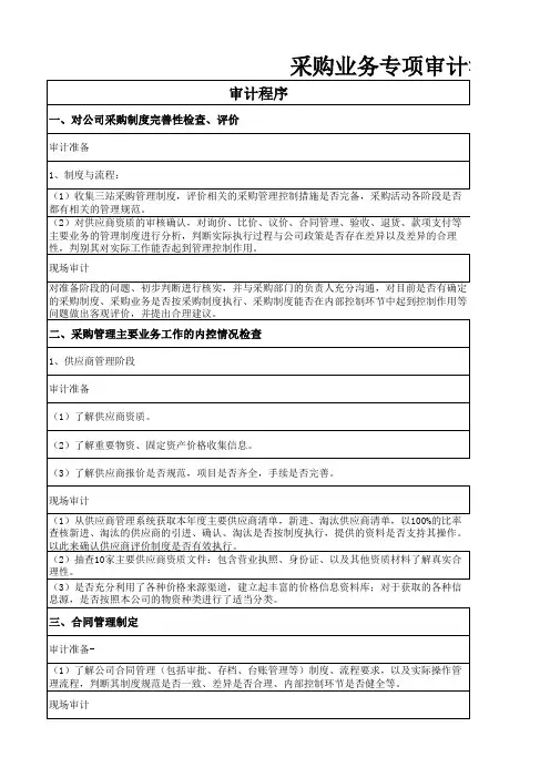 采购业务专项审计流程审计程序
