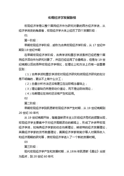 宏观经济学发展脉络